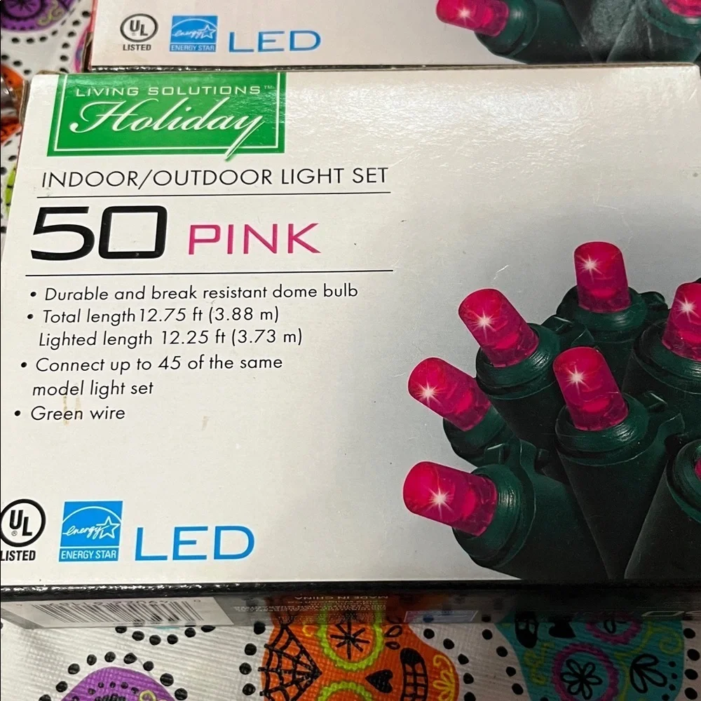 Living Solutions Bundle of 3 Indoor/Outdoor Lights PINK